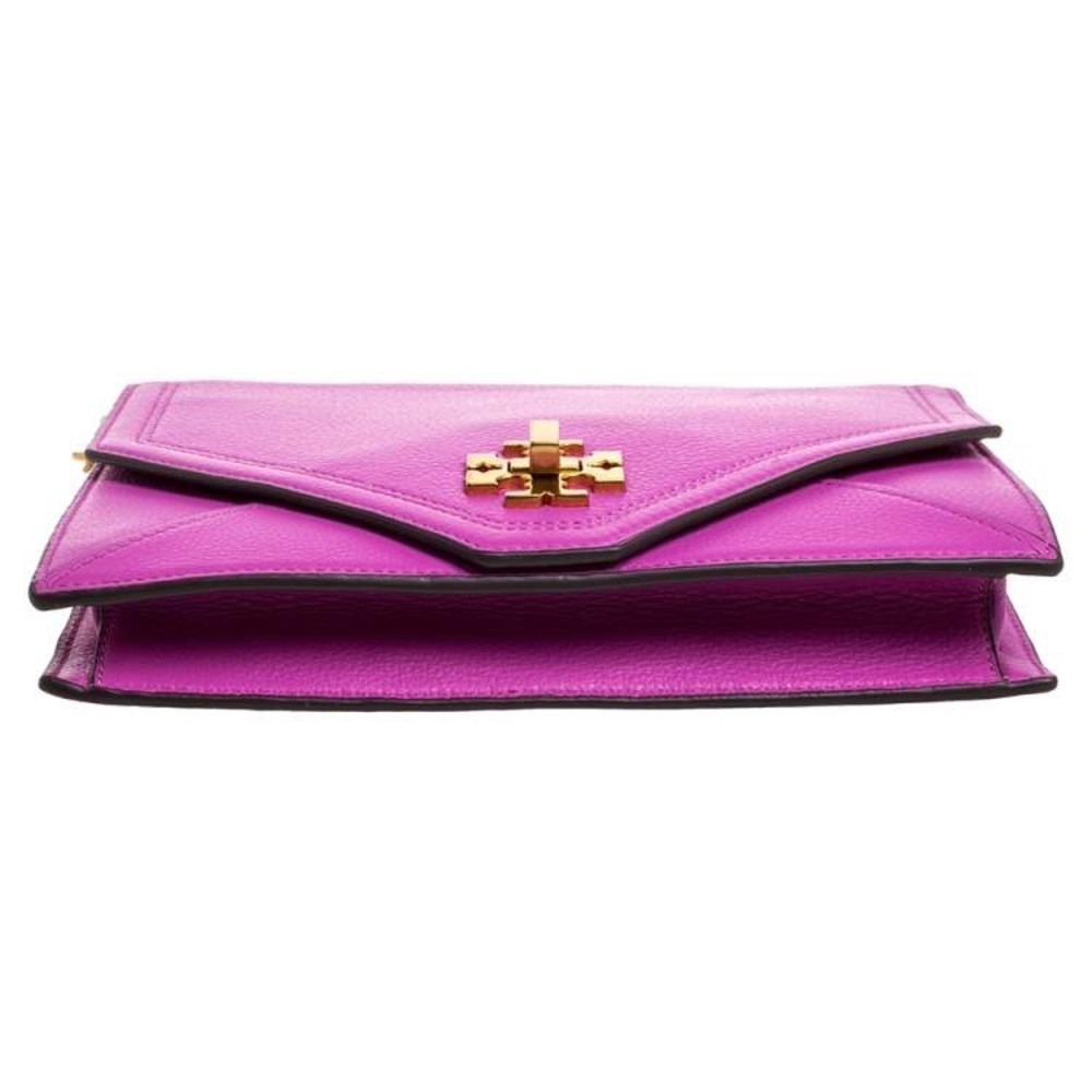 Tory Burch Fuchsia Leather Kira Envelope Chain Shoulder Evening Bag Clutch - Picture 10 of 11